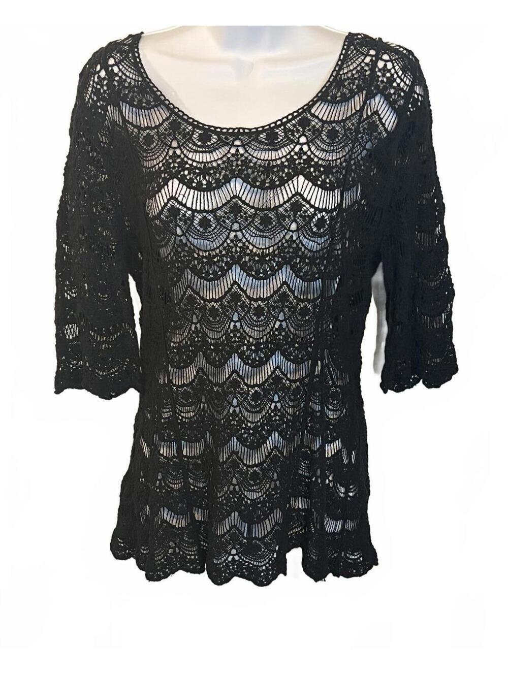 Stunning, Soft Surroundings Tiered Boho Lace Top/Resort Beach Coverup, Small
